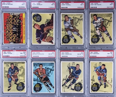 1961/62 Topps Hockey PSA NM 7 and PSA NM-MT 8 Collection (31 Different) Including Hall of Famers 